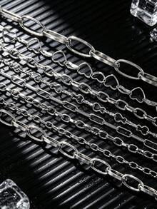 1m 304 Stainless Steel Hip-Hop Style Heart, Oval And Other Chain Necklace And Bracelet, DIY Jewelry Making, Suitable For Daily Wear - Chain - View 1