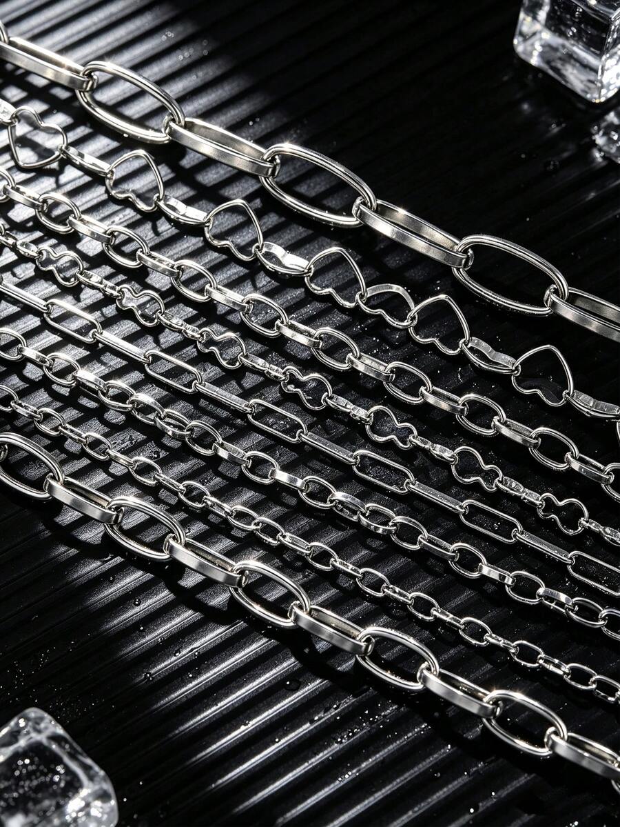 1m 304 Stainless Steel Hip-Hop Style Heart, Oval And Other Chain Necklace And Bracelet, DIY Jewelry Making, Suitable For Daily Wear - Chain - View 1