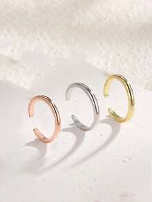 1pc Elegant 316L Hypoallergenic Stainless Steel Smooth Open Toe Ring, Adjustable Minimalist Stackable Ring, Suitable For Hands And Feet, Exquisite Summer Beach Pool Vacation Foot Jewelry - Open Ring - View 6