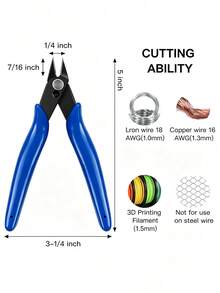 5 Inch Micro Flush Cutter, Small Wire Cutters Spring Loaded Cutting Pliers, Wire Cutters For Jewelry Making, Soft Copper Wire, Floral, Electronics, Model Craft, Heating Wire, 3D Print - A - View 2