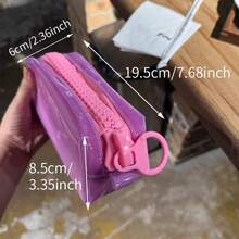 1pc Jelly-Like Stationery Storage Box, 5 Colors Available, Dopamine Pencil Case, Minimalist Solid Color Durable Bag, Upright Stable, Large Capacity Daily Stationery Box, Back To School Gift, School Activity Giveaway, Large Zipper Pencil Pouch - Multicolor - View 6