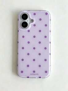 Casing Ponsel Modis dengan Desain Minimalis yang Lucu, Motif Polkadot Hitam Putih, Cocok untuk iPhone Seri 11 hingga 17, Termasuk Versi Pro dan Max. - Purple - View 1