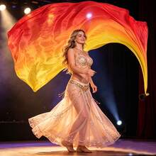 1Sets Multi-Color Dance Silk Veil Poi, Suitable For Party Tap Dance, Belly Dance Performance, Dance Props - Multicolor - View 3