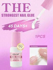 GLOZ 強力刷式指甲膠，適用於壓克力指甲、指甲貼片與穿戴式指甲 (10ml)，修復斷裂指甲，壓克力指甲膠，指甲黏合劑，指甲膠 - 1PC 10ML 粉紅色蓋子 - 查看 1