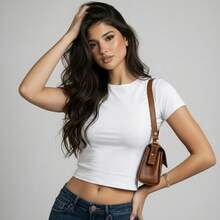 Baby Tee Minimalista Algodão Baby Look Basico Tecido Premium Blusa Feminina PP ao GG - Branco - Visão 6