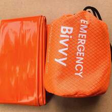 1pc/2pcs Waterproof Warm Emergency Sleeping Bag, Portable Lightweight Survival Bag, Windproof & Moisture-Proof Outdoor Camping Hiking Rescue Blanket, Green & Orange - Multicolor - View 12