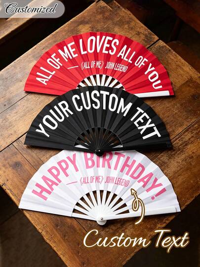 Customized Name Logo Wedding Fan, Classic DIY Fan, High-Quality Decorative Customization, Gift For Her, Boyfriend, Girlfriend, Dad, Family, Mom, Friends, Pets