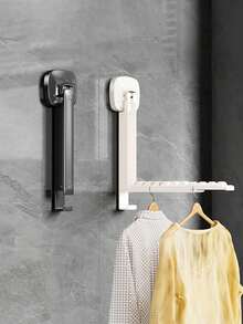 Wall-Mounted Foldable Clothes Drying Rack With Suction Cup, Foldable Hanging Clothes Rack, Portable Foldable Clothes Wall-Mounted Drying Rack, All-Metal Space Aluminum Material, Suitable For Hanging Bags, Umbrellas, Hangers, Jewelry, Laundry Room - Multicolor - View 1