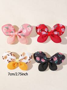 10pcs Girls Multicolor Random Double Layer Bow Flower Fabric Bow Hair Clips Bangs Back Of Head Hair Clips Hair Accessories For Daily Use - Multicolor - View 5