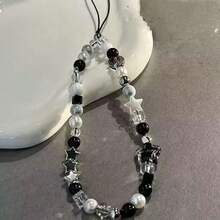 1pc Starry Sky Phone Chain, Transparent Acrylic Handmade Beaded Camera Lanyard, Phone Accessory, Phone Lanyard, Smartphone Wrist Strap, Smartphone Crossbody Bag (Actual Size May Vary Slightly From The Photo Due To Shooting Angle And Magnification) - Black - View 8