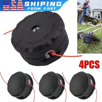 4 Pack Lawn Trimmer Replacement Spool Head Fit Speed Feed 400 Echo SRM 225 SRM 230 SRM 210, Durable Reinforced Anti-Collision Trimmer Head With Thick Cutting Line Space Saving For Garden Weeding Trimming