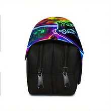 1pc Neon Game Controller Print Pencil Case, Large Capacity Dual Zipper Pencil Bag, Portable Stationery Storage Bag, Suitable For School, Office And Gaming Enthusiasts - Game Controller Double-layer Flip Cover - View 5