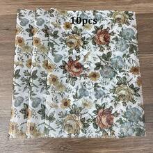 10/20/25/50 Blatt Vintage Garten Muster Seidenpapier, geeignet für DIY Basteln, Partygeschenke, Blumenstrauß Verpackung, Kleidung Verpackung und Geburtstagsgeschenk Dekoration - Stil 1 - Übersicht 10