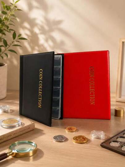 1pc 360-Slot Coin Collection Album With Transparent Inner Pages, Can Store 360 Coins, Suitable For Collectors To Organize World Coins, Ancient Coins, Commemorative Coins, 25 Cent Coins And Dollar Coins, Office Desk Coin Collection Album