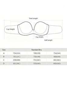 1pc Women's Deep U Sticky Bra, Invisible, Comfortable, Good Wrapping, Reusable 3-4 Times, Suitable For Wedding Photography - Multicolor - View 9