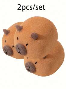 2pcs/Set Cute Capybara Shaped Bath Sponge - Soft High-Density Nano Sponge With Gentle Exfoliating Bath Brush, Suitable For Gentle Scrubbing And Foaming Cleaning - Spa Gift | Durable Bath Sponge - Capybara Bath Sponge - View 12