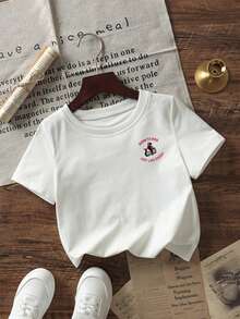 Classic Fit Short Sleeve Crew Neck Top For Growing Baby Boys, Comfortable Basic Style, Suitable For Indoor Leisure And Outdoor Activities - White - View 4