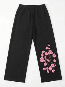 SU ER Men's Summer Loose Drawstring Elastic Waist Casual Pants, Draped Lazy Wide Leg Long Trousers - Black - View 5