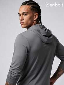 Zenbolt Everyday Hooded Long Sleeve Shirt, One-Piece Hood Design, Smooth Waffle Texture, Slim Fit Easy To Match - Grey - View 5
