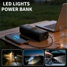 無線充氣幫浦 附 LCD 螢幕，150PSI 快速充氣，USB 充電，內建 LED 燈，自動關機，多種氣嘴適用於汽車、機車、自行車輪胎、運動球類與氣球，便攜式汽車必備，1500mAh 7.4V - A - 查看 4