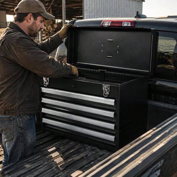 Toolbox 520x218x361 Mm, Tool Chest With 4 Drawers, Tool Case With EVA Inserts, Drawer Lock With Ball Bearings & Powder Coating, Multifunctional Tool Organizer-XY851808