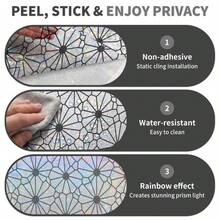 Static Cling Geometric Floral Window Film 28*100cm/43x100cm Minimal Line Pattern Rainbow Prism Privacy Glass Sticker Waterproof Decor For Bathroom Kitchen Cabinet - 1PC - View 10