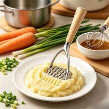 1 Set Home Kitchen Gadgets, Wooden Handle Stainless Steel Potato Masher, Manual Egg Beater, Kitchen Baking Tools Home Gift Set, Practical Holiday Gift, New Home Opening Gift, Kitchen Small Gift - Multicolor - View 7