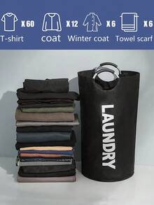 Large Thickened Laundry Basket With Handle, Suitable For Teenagers, Tall Laundry Bin For Storing Gear And Clothes, Dorm Essential, College Room Decor, Laundry Room Accessory, Beach Cruise Camping Back To School Travel Must-Have - Grey - View 2