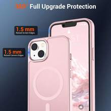 Translucent Matte Magnetic Phone Case Compatible With IPhone 13 14 15, Anti-Drop Anti-Scratch Hard Shell For IPhone 16 Pro Max 17 Pro Max 16e 17e 12 11 - Pink - View 3