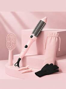 GENAI Hot Air Straightening Brush For Thick, Unruly Hair – 3-In-1 Styler For Straightening And Curling Hair, Heated Round Comb Attachment, Fast Heating Ceramic Technology, 3 Colors - EU C Type Plug(220-240V) - View 6