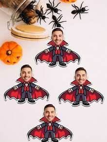 UNICCUT Personalized Halloween Vampire Face Custom Head Sticker Bat Happy Halloween Sticker With Face Photo Self-Adhesive Gift Label - Multicolor - View 5
