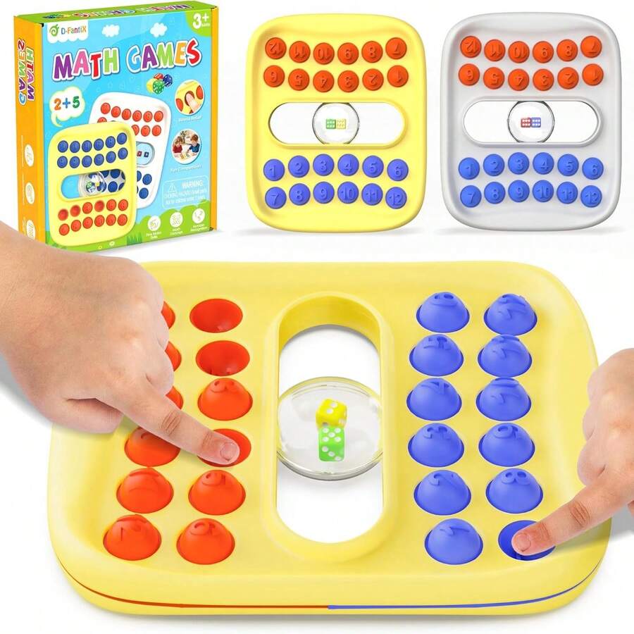 Pop Sensory Fidget Toys For Kids, Math Dice Educational Learning Activity, Portable Travel Board Game, Interactive Family Nights Party Fun For Adults & Kids, Ideal For Classroom & Road Trips - Yellow - View 1
