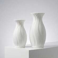 1pc Modern Minimalist White Plastic Vase, Minimalist Wavy Texture Decorative Container, Nordic Art Geometric Flower Pot Suitable For Pampas Grass, Home Office Living Room Desktop Shelf Decor - 1PC - View 6