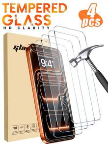 4pcs High Definition Transparent Screen Protector, Compatible With IPhone 18 Pro, 18 Pro Max, 17, 17 Pro Max, 17 Pro, 16, 16 Plus, 16 Pro Max, 16 Pro, 15 Pro Max, 15 Pro, 14 Pro Max, 14 Pro, 13 Pro Max, 13 Pro, 11, 12, XS, XS Max, 9H Hardness, Anti-Scratch, Full Coverage, Tempered Glass, Essential Phone Accessory - Clear - View 23
