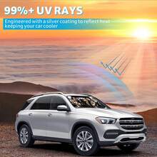 1pc Happy Cat Car Sunshade, Made Of Polyester Fiber, Suitable For Various Car Models Front Windshield, Provides Heat Insulation And Privacy Protection, Keeps Your Car Cool, Foldable For Easy Storage - Happy Cat - View 9