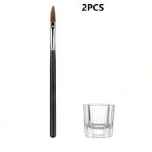 2pcs Set, Includes 1 Nail Brush, 1 Glass Mixing Cup, Professional Nail Extension Tools, Suitable For Acrylic Nail Tips - Multicolor - View 7