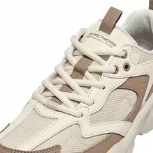Skechers Women's Platform Casual Retro Dad Shoes Breathable Honeycomb Mesh Lightweight Non-Slip Sole Sneakers - White/Khaki - View 6