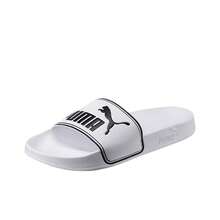 PUMA Leadcat Slides Beach Leather Trim Non-Slip Unisex White/Black - White - View 3