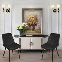 Two Dining Chairs – Velvet Dining Chairs – Ergonomic – 12-Piece Backrest + 12-Piece Seat – Non-Slip And Stable – Easy Assembly - Black - View 9