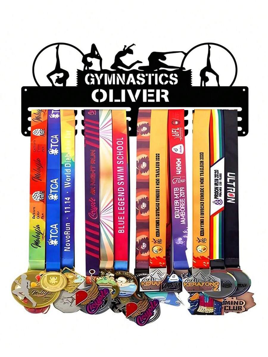 1 pieza Estante metálico para exhibir medallas, soporte de pared para almacenamiento de premios deportivos, adecuado para exhibición interior/exterior, regalo perfecto para aficionados y campeones deportivos - Negro - Ver 1