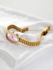 1pc Women's Casual Luxury Versatile Minimalist Vintage Quartz Watch Suitable For Daily Wear - Gold - View 3