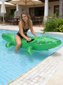 1pc Inflatable Crocodile Ride-On Float/Water Mount/PVC Surf Float, Suitable For Adults And Family Entertainment, Summer Party Accessory, Great Choice For Summer Gatherings And Vacations, Applicable For Halloween, Christmas, Horror Theme And Outdoor Halloween - 1pc/Air Pump - View 2