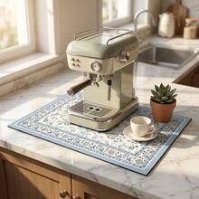 1pc Dish Drying Mat, Coffee Machine Mat, Elegant Blue And White Floral Pattern Table Mat With Absorbent Design, Suitable For Cafe And Home Use, Multi-Purpose Drainage Mat, Home Gift, Desktop Decor - XYLSD656 - View 6