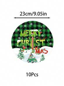 The Grinch 1/10/20Pcs Green Christmas Monster Birthday Party Decorative Tableware Set, Including Paper Cups, Paper Plates, Banners, Napkins, And Tablecloths. Perfect For Parties, Holiday Home Decorations, And Gifts. - Multicolor - View 5