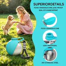 1pc/2-In-1 Portable Dog Water Bottle: Leak-Proof Design; Equipped With Foldable Silicone Bowl. Perfect For Dog Walks, Hiking Or Camping. - Multicolor - View 9