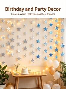 Glitter Gold Star Garland Party Pennant Decorations, Shiny Backdrop For Birthday Party, Wedding, Anniversary, Bridal Shower, Bachelor Party And Proposal Celebrations. - Multicolor - View 6