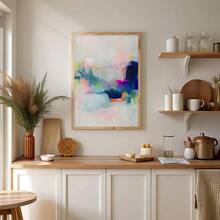 1pc Soft Pastel Tones Vertical Modern Abstract Wall Art - Pastel Ink Brushstroke Poster, Vertical Canvas Suitable For Living Room, Bedroom, Dorm Decor - Spring Fall Aesthetic, No Frame Included - Multicolor - View 7
