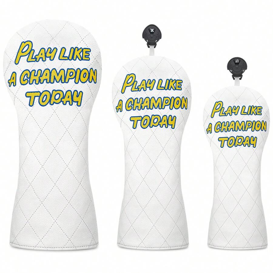 1PC Play Like A Champion Today Golf Wood Headcover, Club Shield For Driver Fairway Hybrid, Light Carry Golf Training Gear, Great Present For Golf Enthusiasts - Multicolor - View 1