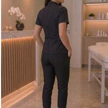 Pijama Feminino scrub tulipa - Preto - Visão 3