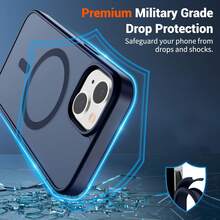 半透明磨砂磁吸手機殼，適用於 iPhone 13 14 15，防摔防刮硬殼，適用於 iPhone 16 Pro Max 17 Pro Max 16e 17e 12 11 - 藍色 - 查看 2